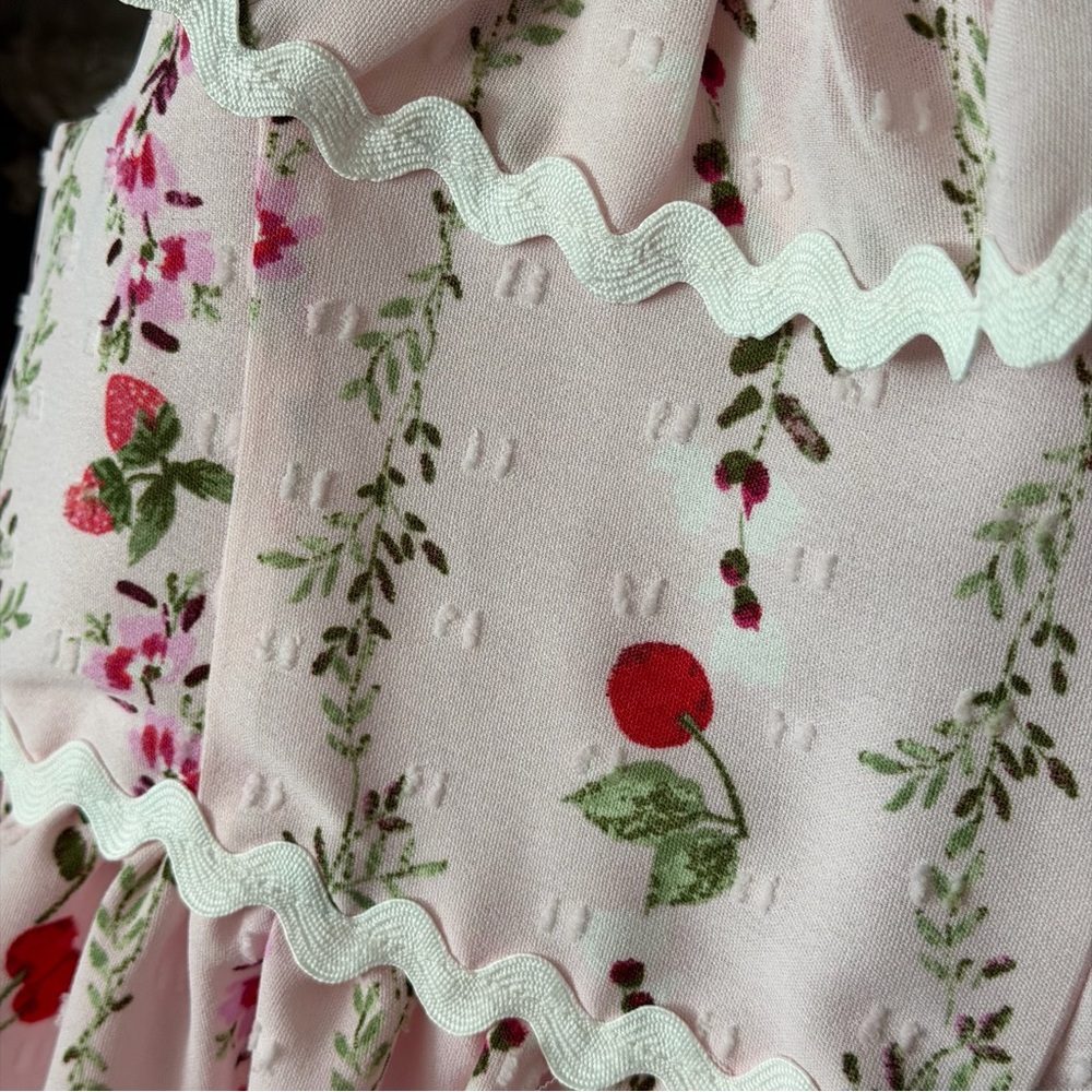 New Girls Pink Ruffle Dress with Ric Rac Trim - Picture 4 of 12